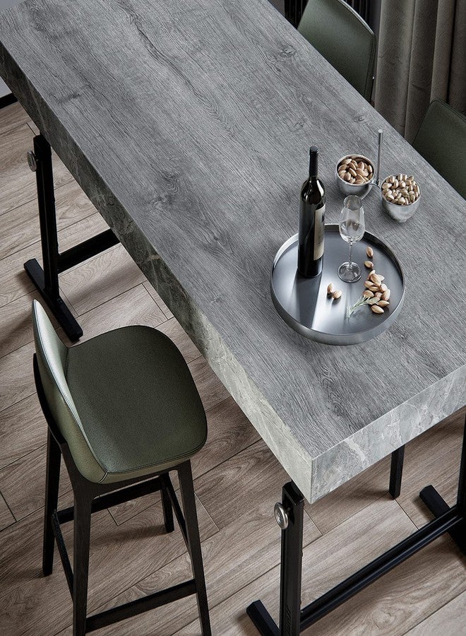 Ismoon 17.7"x118"Wood Wallpaper Light Grey Wood Peel and Stick Wallpaper Gray Wood Contact Paper Removable Wallpaper Self-Adhesive Wood Grain Faux Film Roll for Desk Table Wall Cabinet Shelf Draw - Image 4